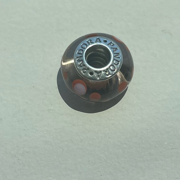 Retired Pandora Murano Glass Charm - Peach and Light Pink Polka Dots - 790694 - Picture 4 of 4